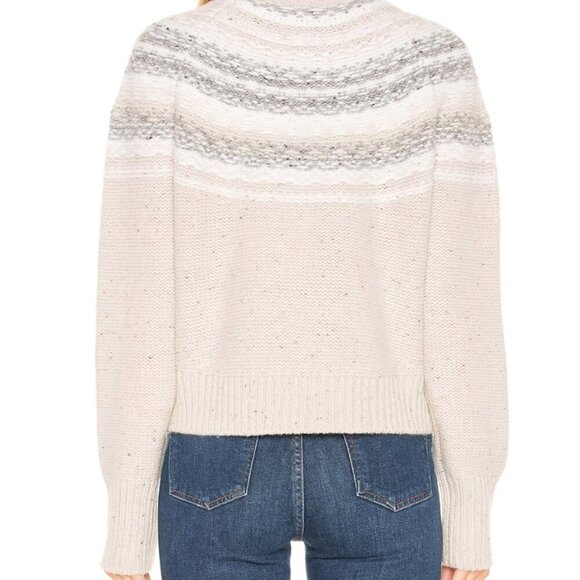 Vince Fair Isle Cropped Wool Cashmere Turtleneck Sweater In Oatmeal size Medium - Picture 10 of 12